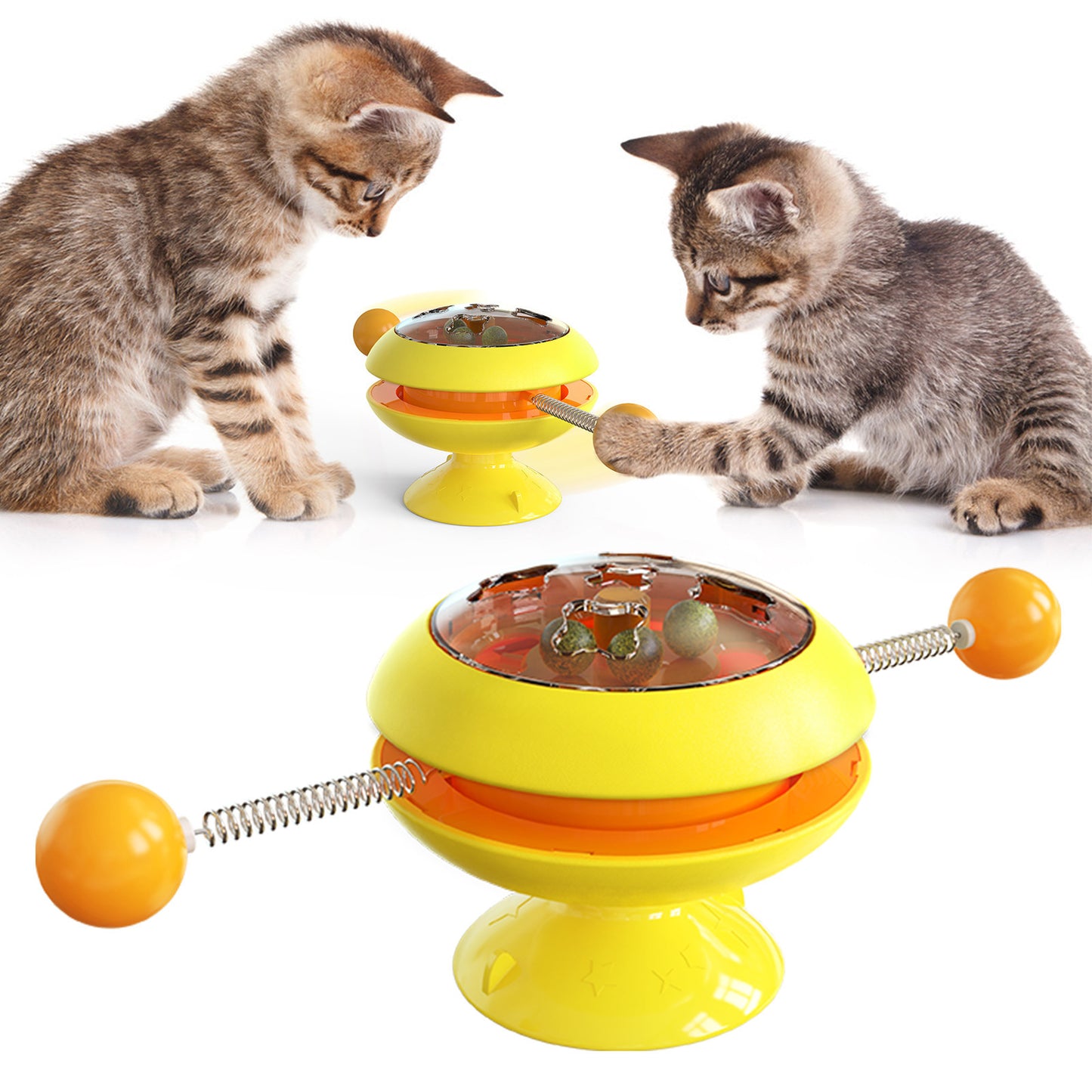 Interactive Rotating Cat Toy with Catnip